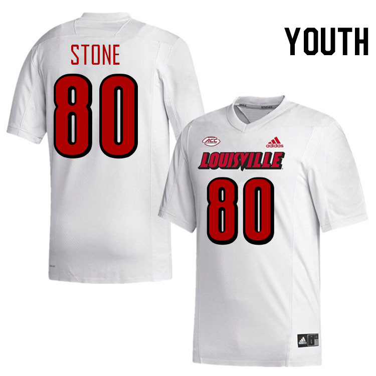 Youth #80 JoJo Stone Louisville Cardinals College Football Jerseys Stitched-White